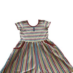 Eleanor Rose Joy Romper Sz 10/12 Girls Rainbow Stripe Retro Play Outfit Cotton